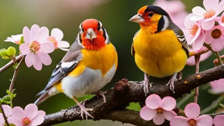 Robin birds with flowers