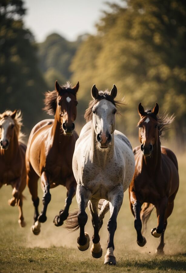 Majestic American quarter horses running