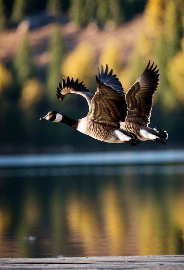 A canada goose spotted while in flight