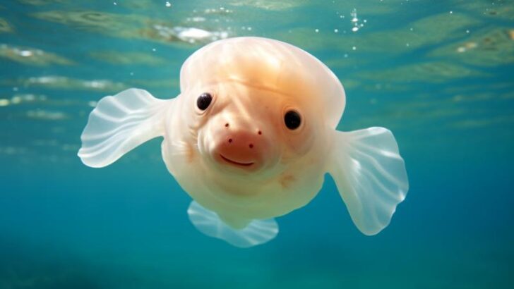 Cute, submerged blobfish