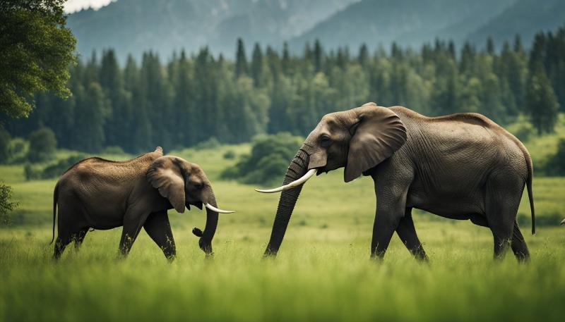 Mother and child elephant