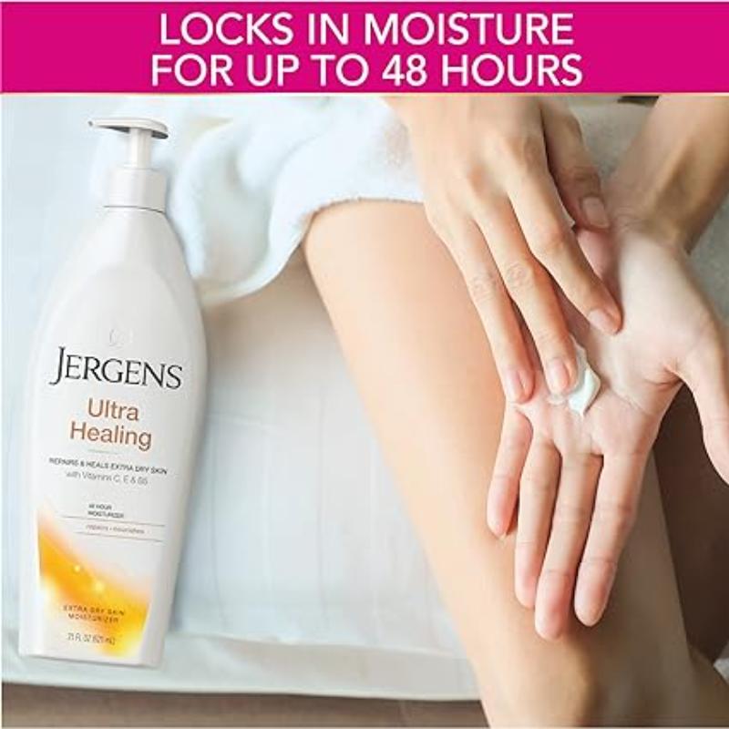 Moisturizing lotion applied by woman