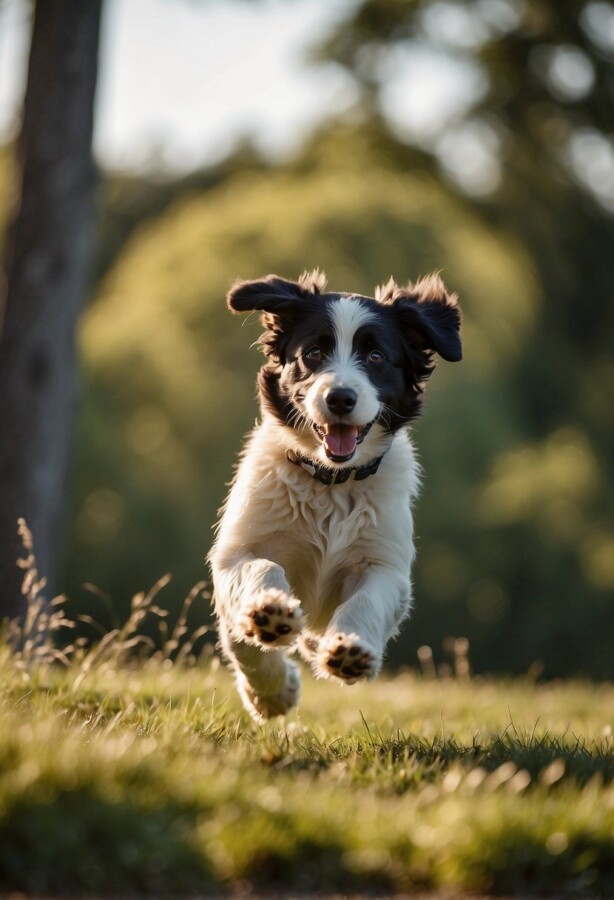 Newfypoo dog running