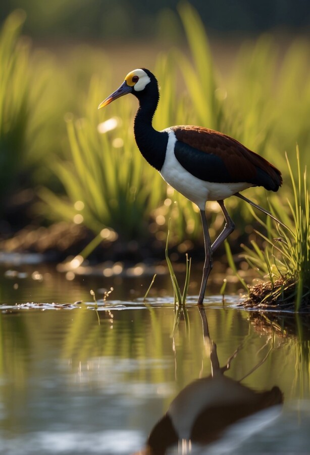 Northern Jacana on a marsh land