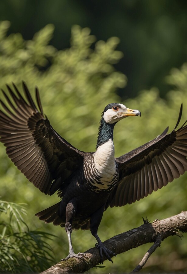 Northern Screamer with wings widespread