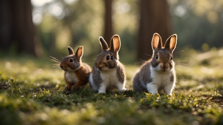 Three cute brown rabbits