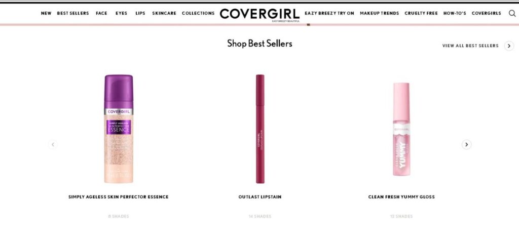 Covergirl website and products